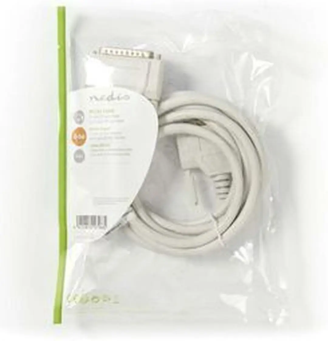 Nedis D-SUB 25-Pins Seriële Kabel 2m - Ivoor - afbeelding 6 van 6