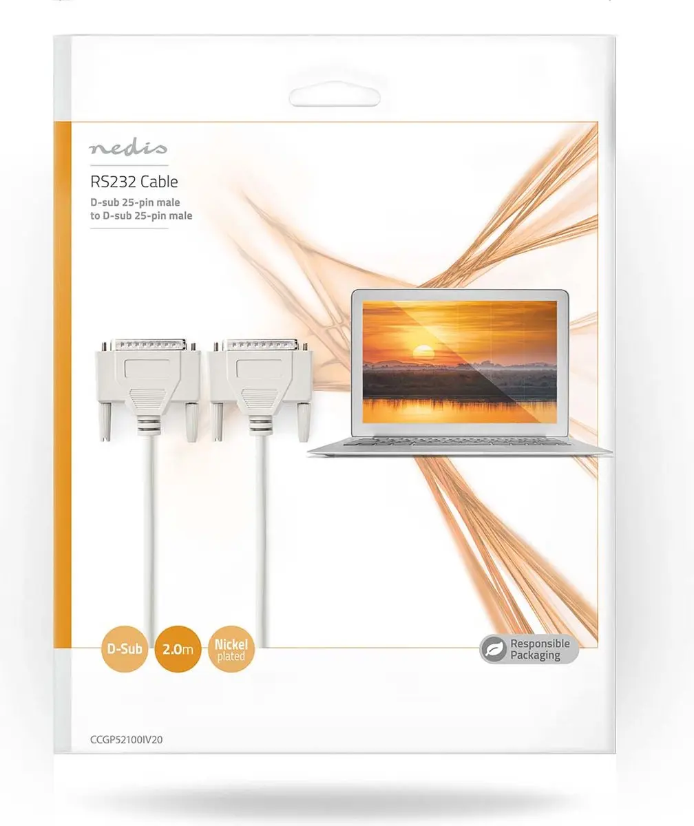 Nedis D-SUB 25-Pins Seriële Kabel 2m - Ivoor