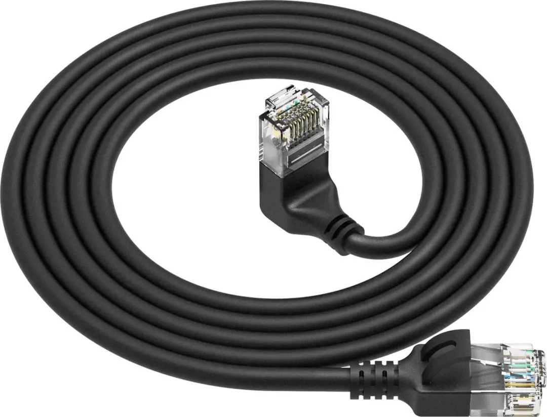 ACT DC4902 U/UTP CAT6A Patchkabel 2m - Zwart - 90° Haaks