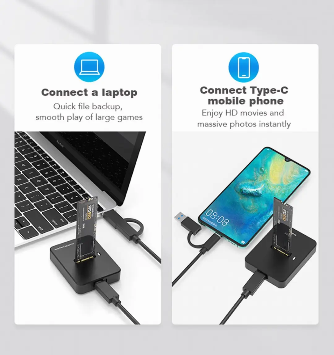 Gembird USB Type-C M.2 SSD Docking Station - Zwart
