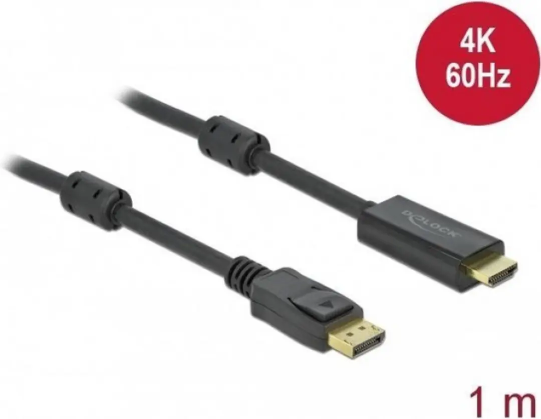 Delock DisplayPort naar HDMI Kabel 4K 60Hz 1m - Zwart