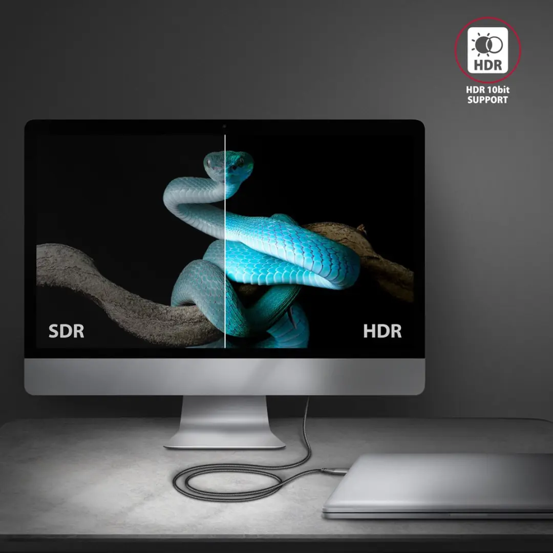 Axagon RVC-HI2MC USB-C naar HDMI Kabel 1.8m - Zwart