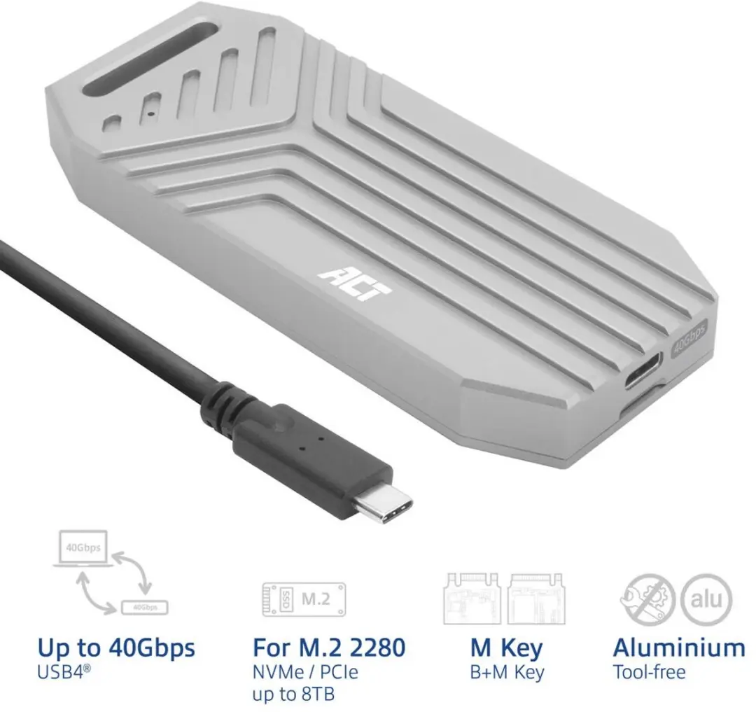 ACT AC1625 M.2 2280 NVMe SSD Behuizing - Aluminium