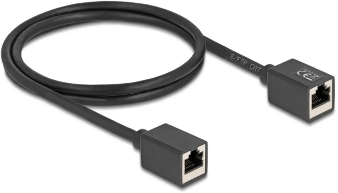 Delock RJ45 Netwerkkabelkoppeling Cat.6A S/FTP 1m - Zwart