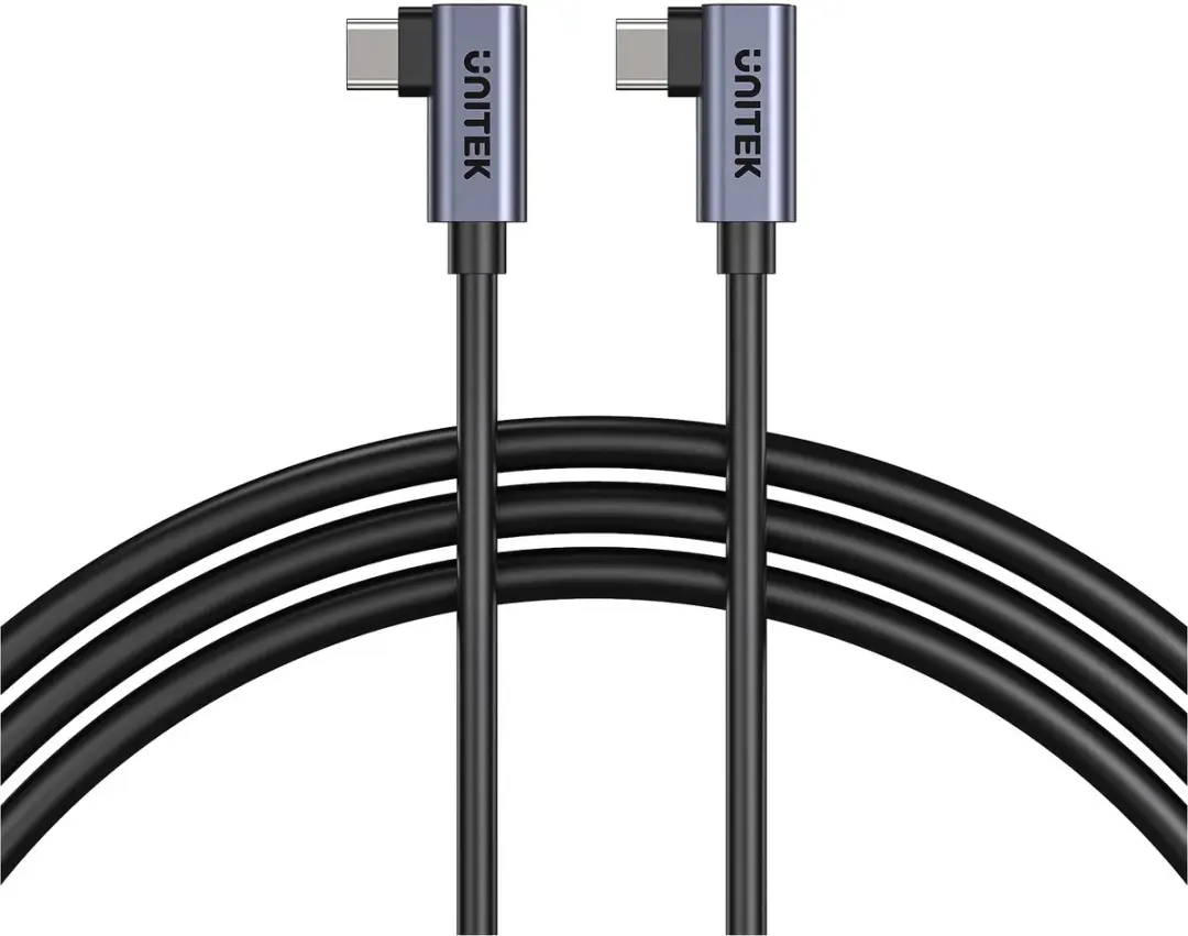 Unitek USB-C naar USB-C PD Kabel 100W 90° - 1m - Zwart