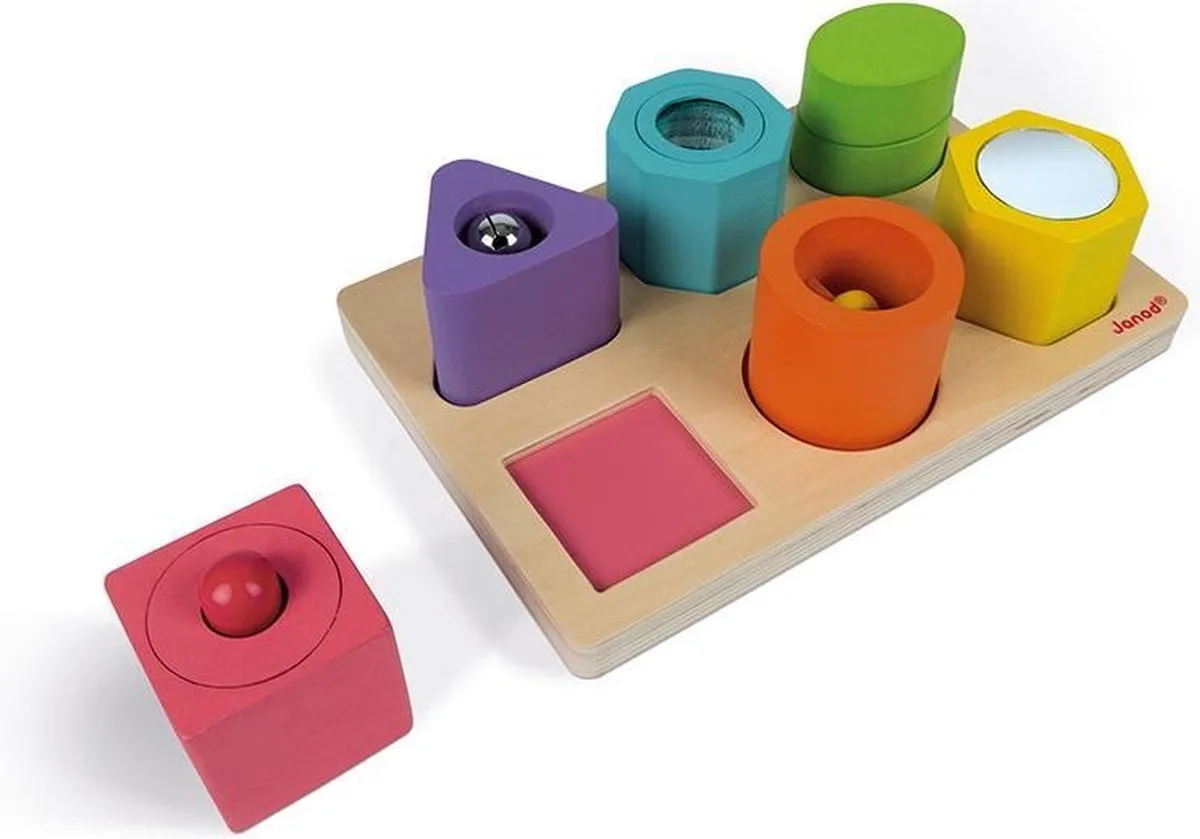 Janod I Wood 5332 Vorm En Geluid Puzzel - 6 Stuks - Multi