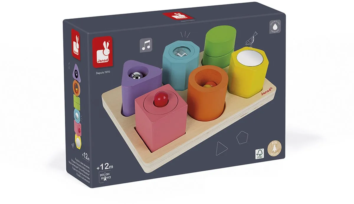 Janod I Wood 5332 Vorm En Geluid Puzzel - 6 Stuks - Multi - afbeelding 6 van 6
