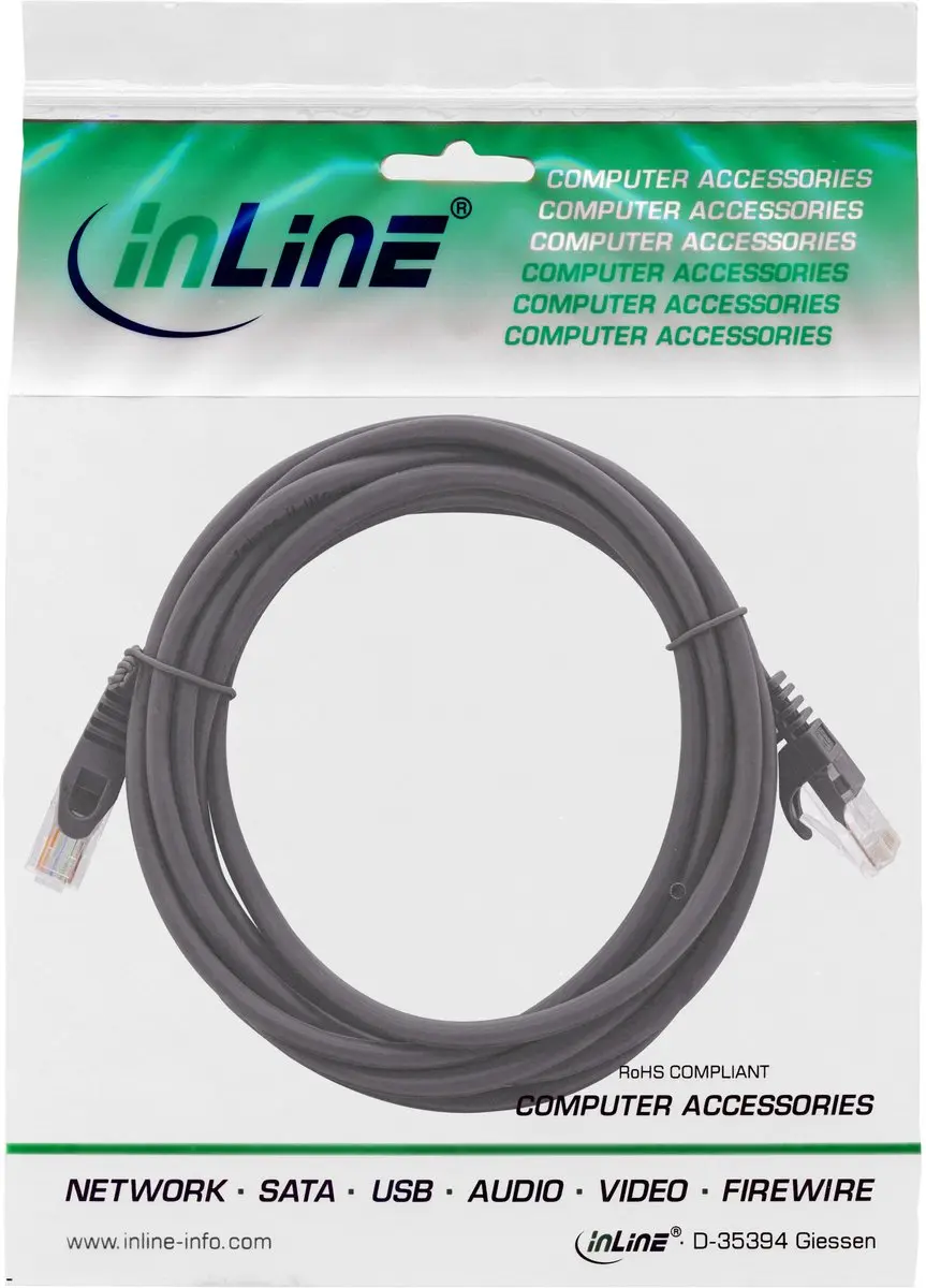 InLine Patchkabel Cat.5e U/UTP 0,5m - Zwart
