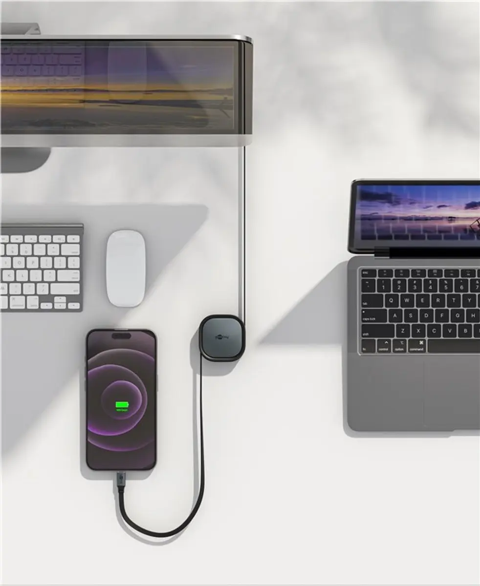Goobay USB-C Uittrekbare Kabel 15W - 1m - Zwart