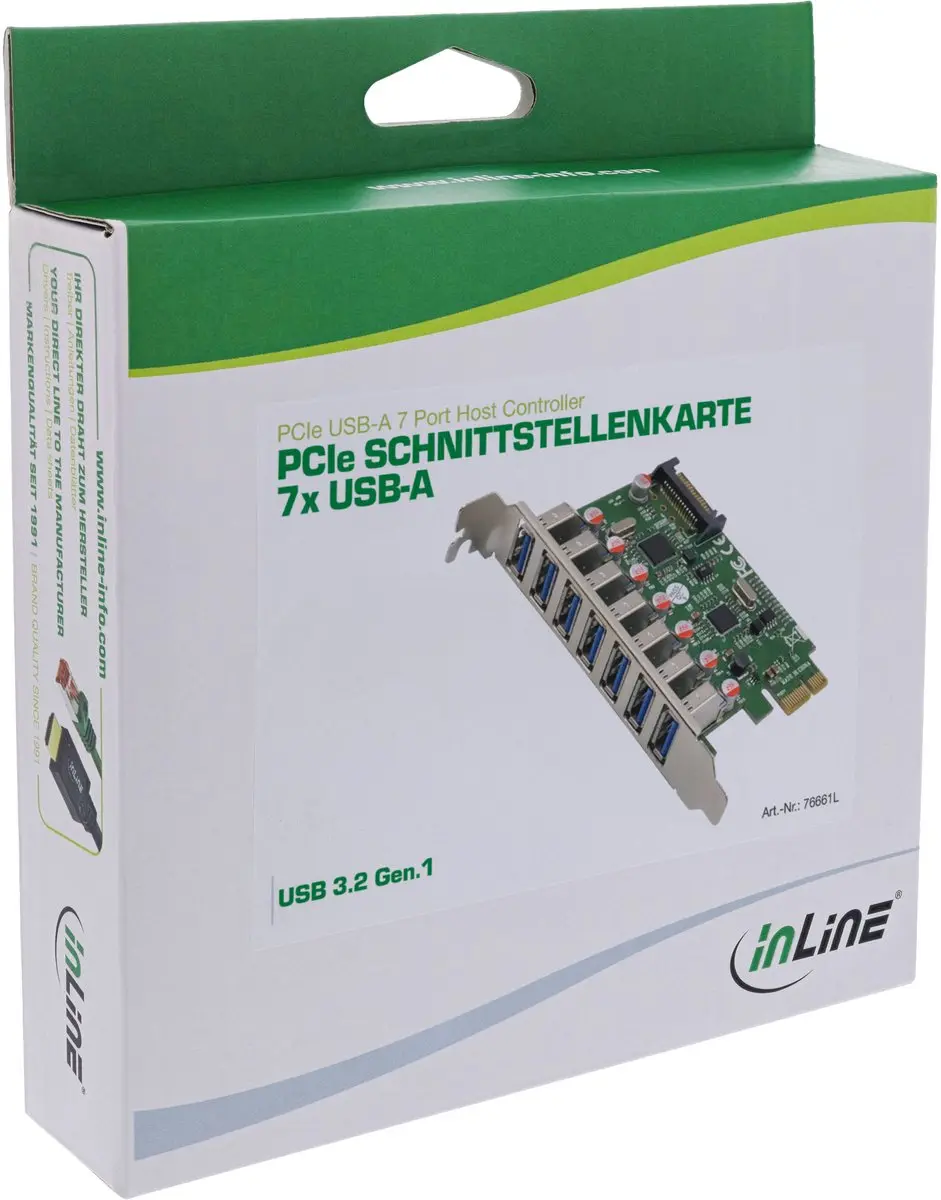InLine VL805 USB 3.2 PCIe Interfacekaart - 7x USB-A - Zilver