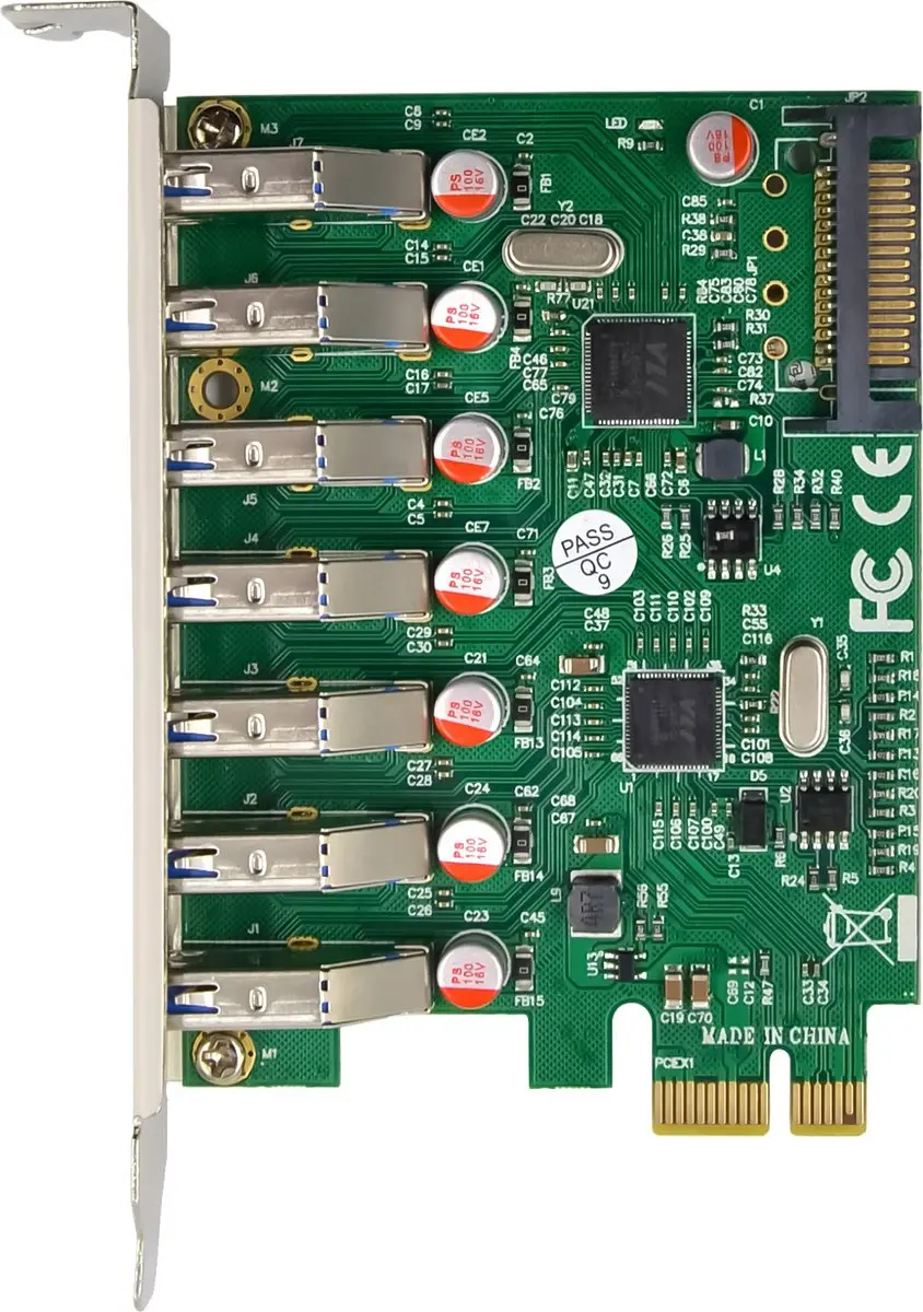 InLine VL805 USB 3.2 PCIe Interfacekaart - 7x USB-A - Zilver