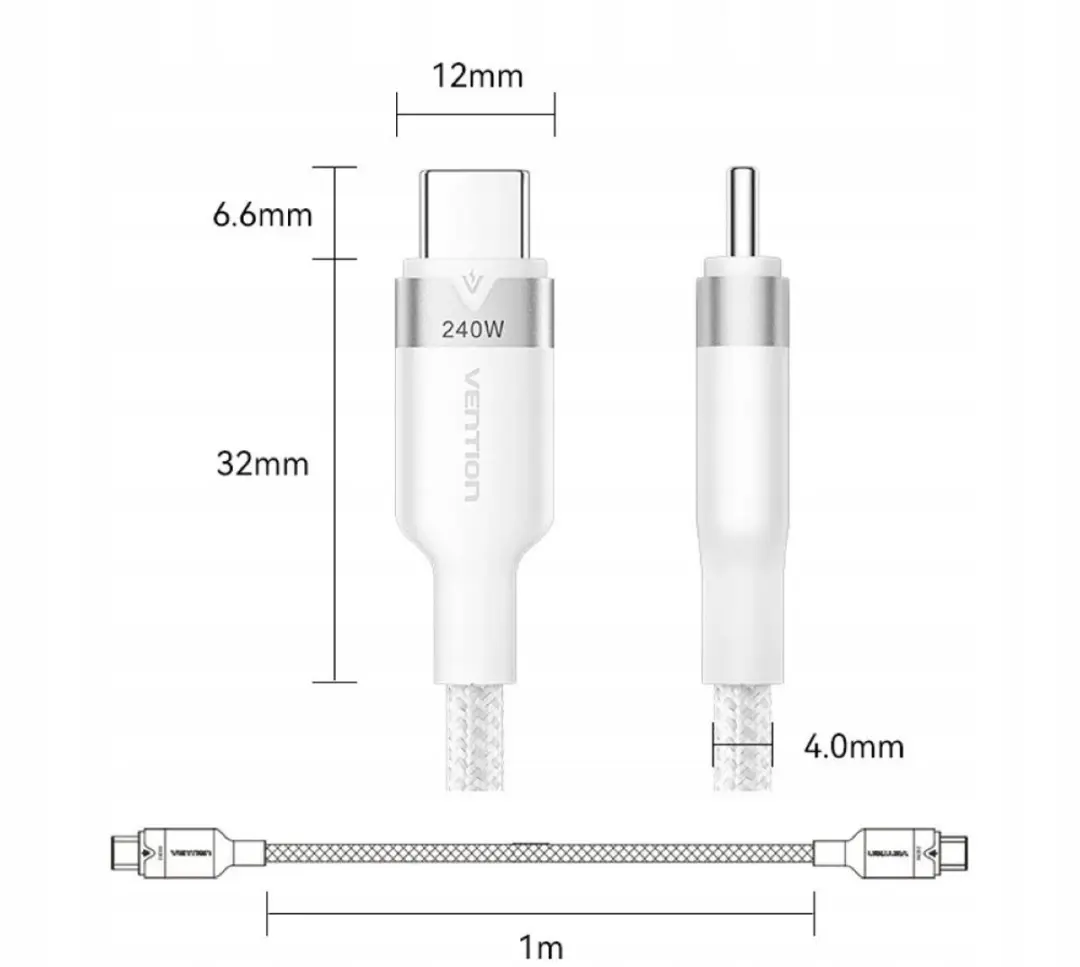 Vention USB-C 2.0 Kabel 240W PD 5A 1m - Zwart