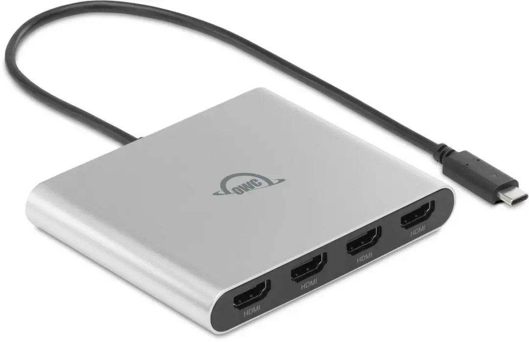 OWC USB-C Quad HDMI 4K DisplayLink Adapter 90W - Zilver - afbeelding 6 van 6