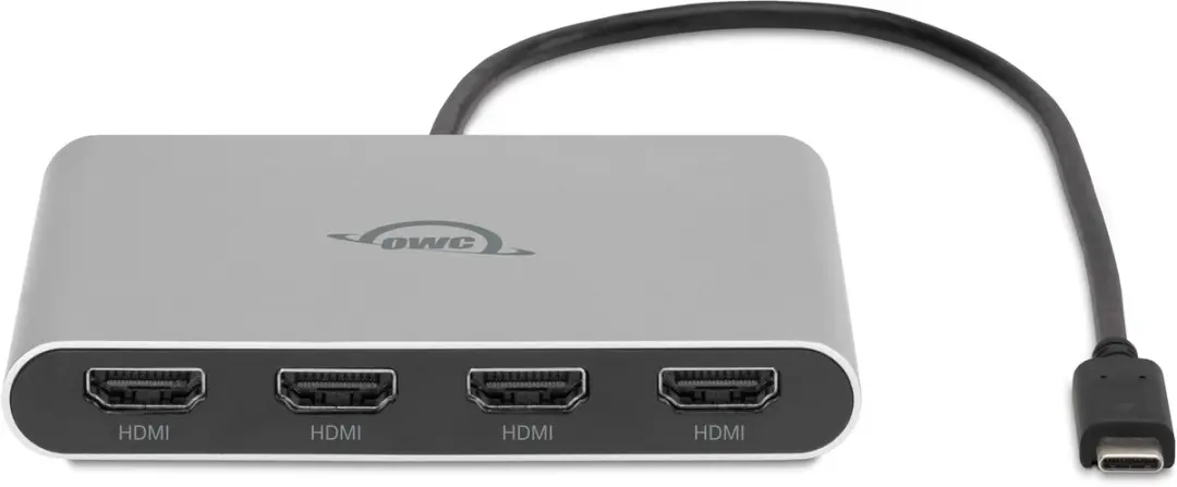 OWC USB-C Quad HDMI 4K DisplayLink Adapter 90W - Zilver