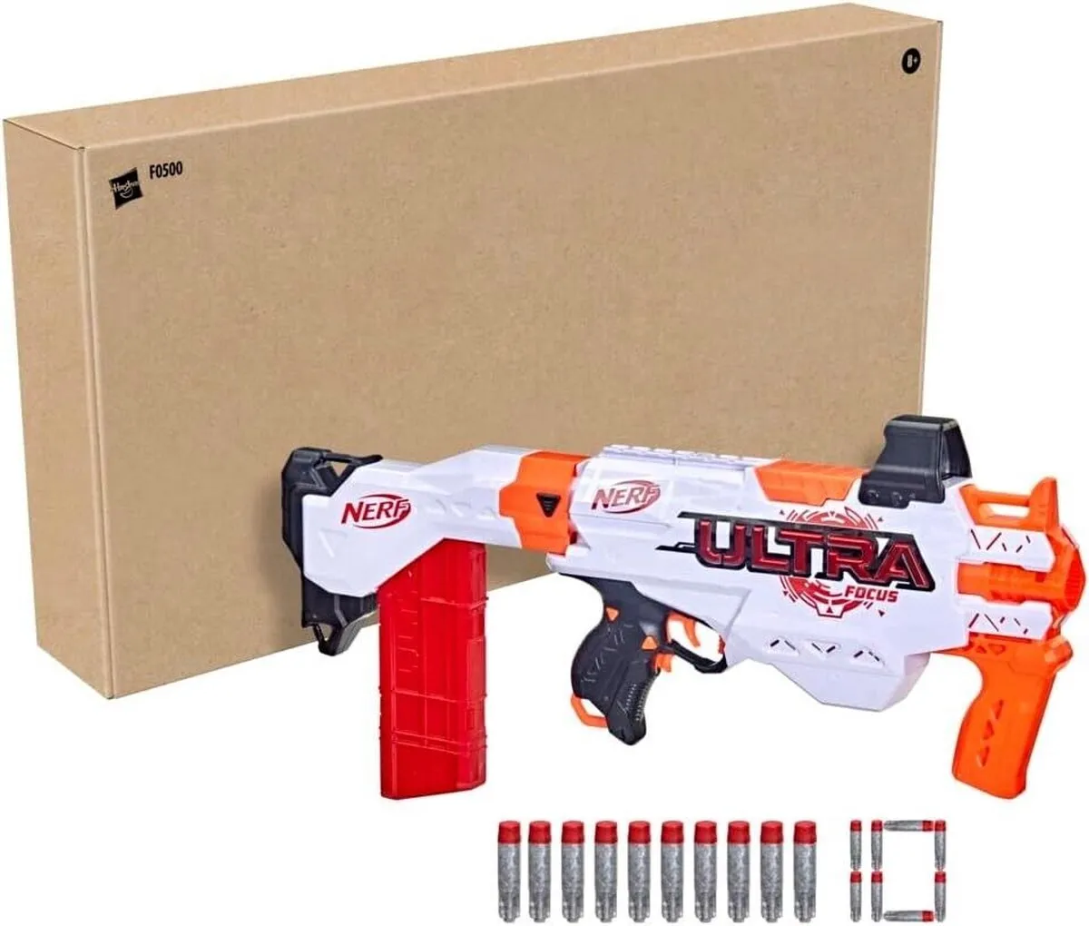 Nerf Ultra Focus Blaster - 10 Pijltjes - Wit/Oranje