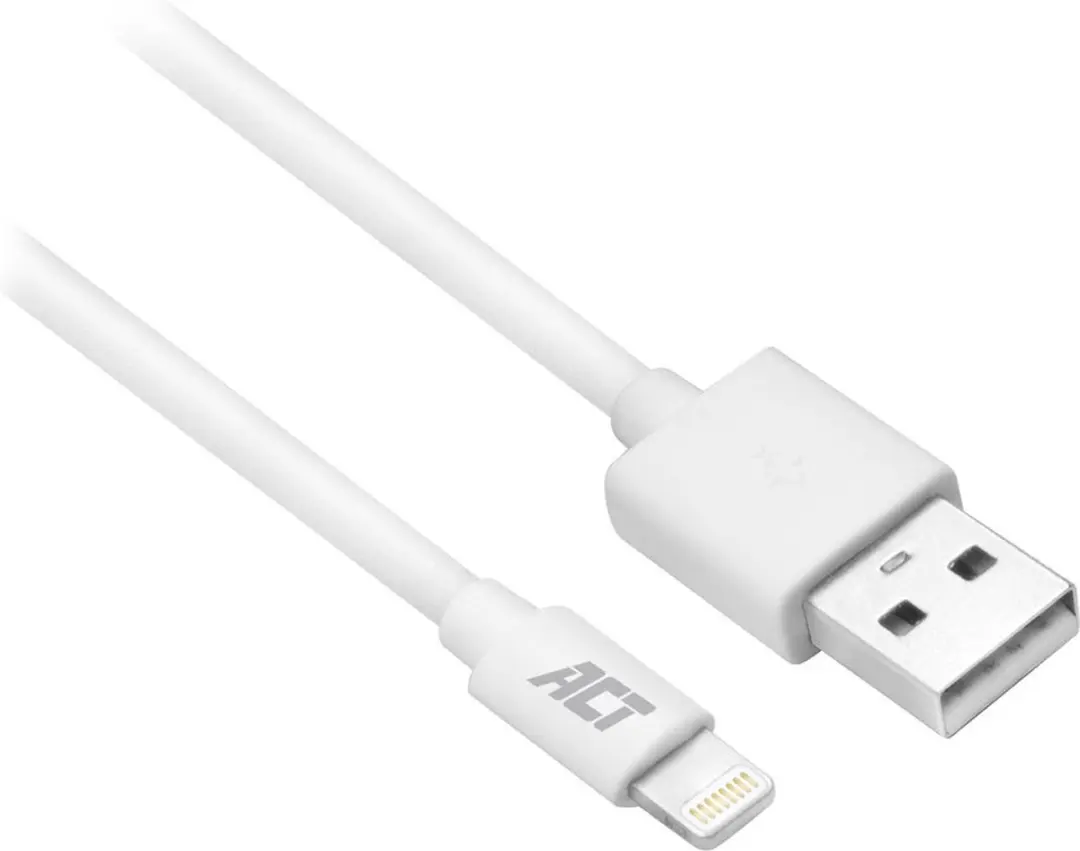 ACT AC3011 USB 2.0 Kabel - A male naar Lightning 1m - Wit