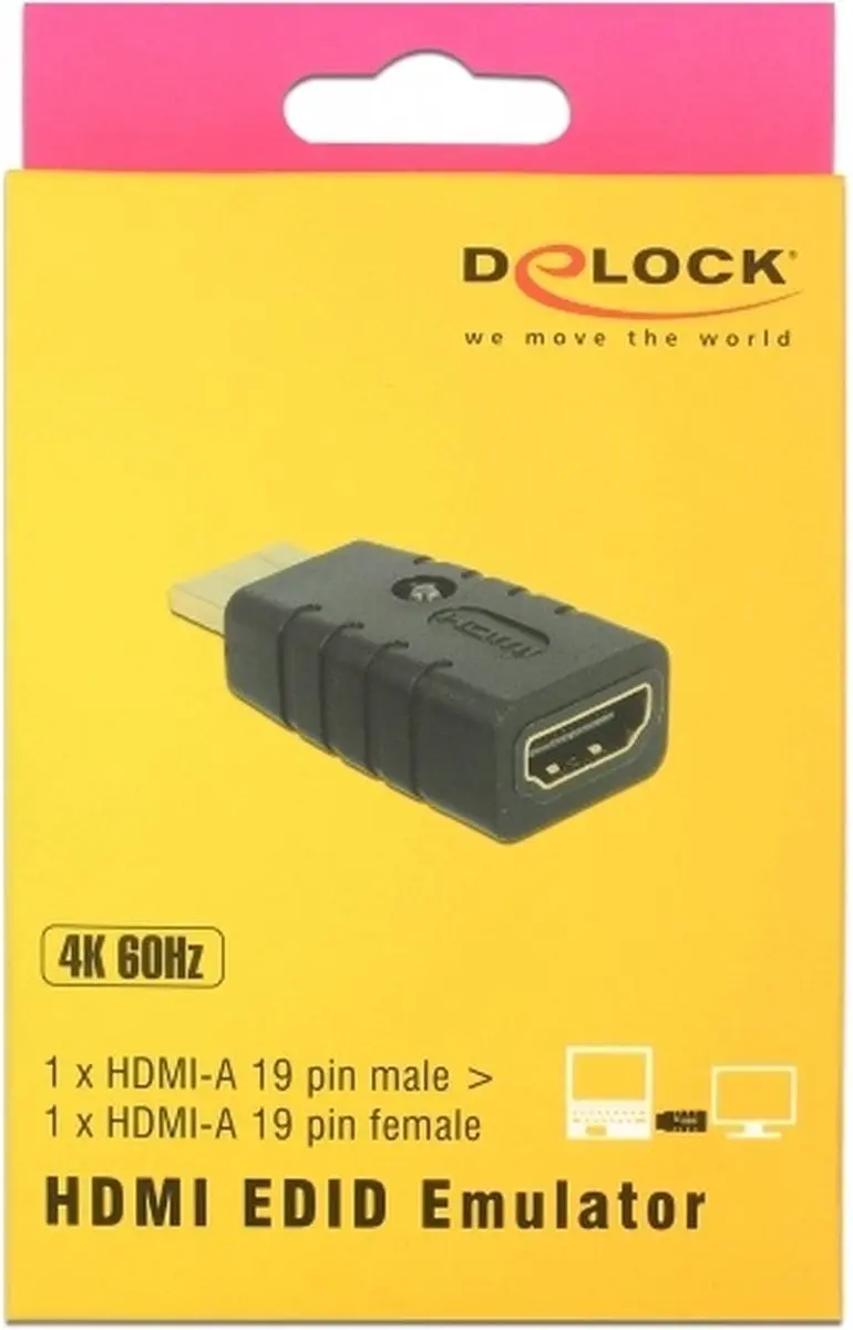 Delock HDMI-A Mannelijk naar HDMI-A Vrouwelijk EDID Emulator - Zwart
