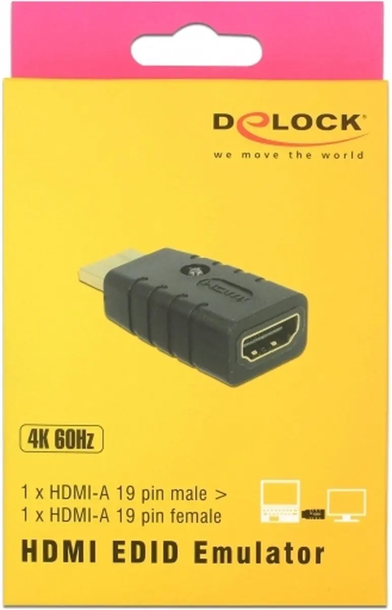 Delock HDMI-A Mannelijk naar HDMI-A Vrouwelijk EDID Emulator - Zwart
