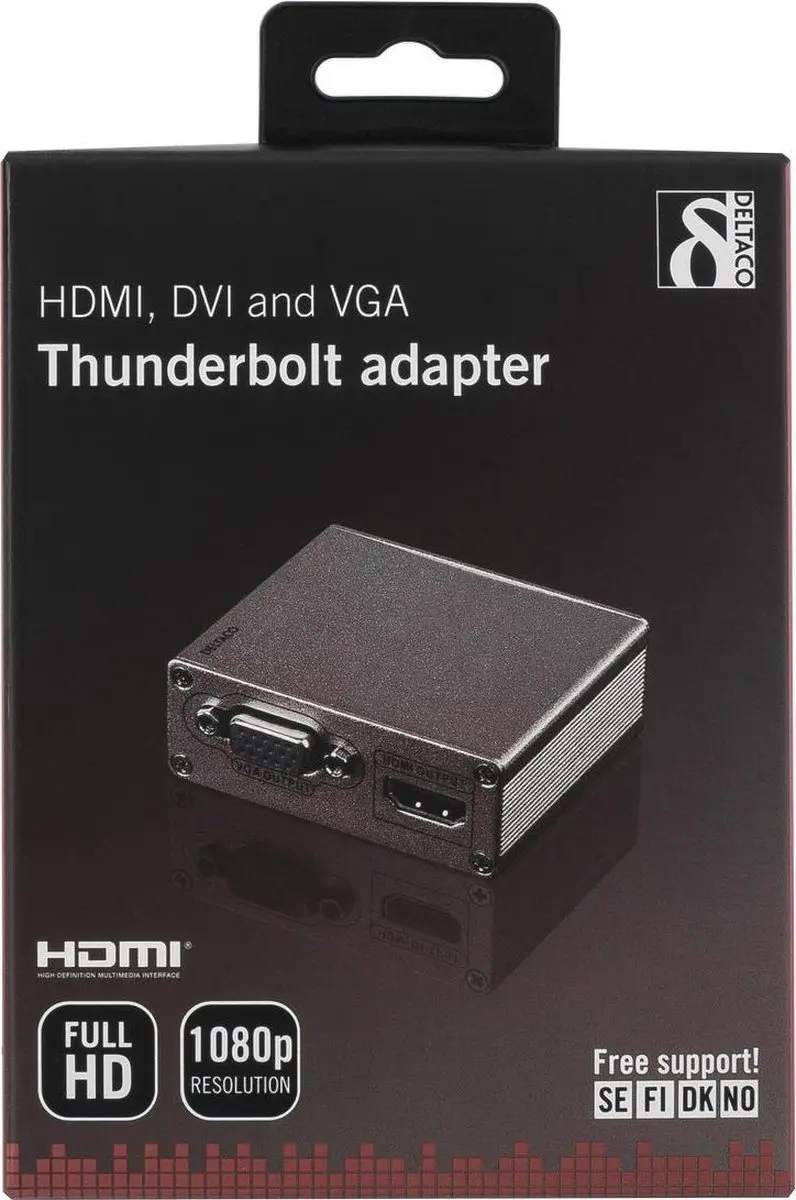 Deltaco DP-MULTI3 Thunderbolt-adapter - 1080P - Grijs