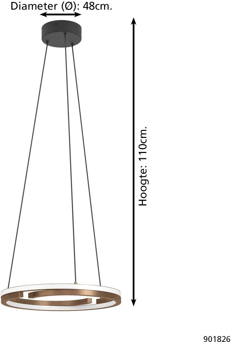 Eglo Mezzomonte Hanglamp Ø48cm - Brons/Zwart/Wit - 2765K - Dimbaar