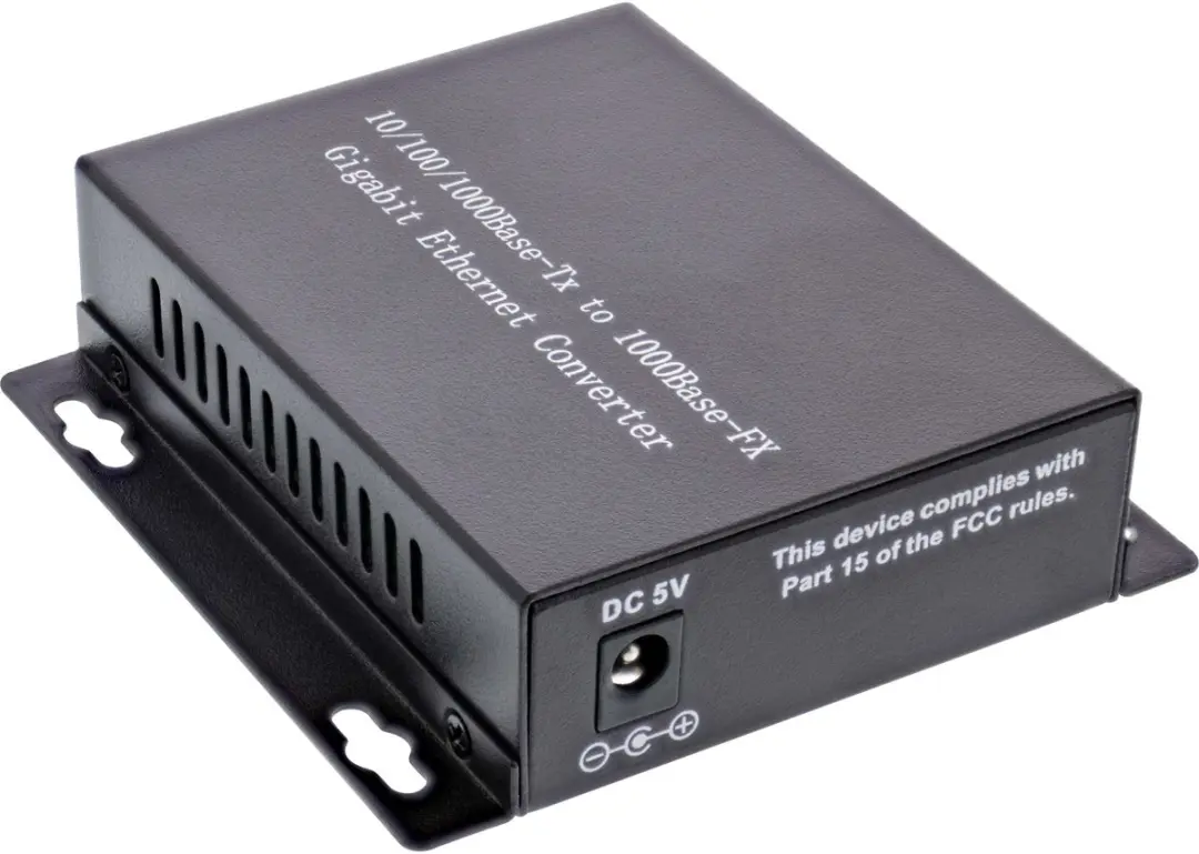 InLine Netwerk Media Converter 66659A - 10/100/1000Mbps SC Duplex MM 550m - Zwart