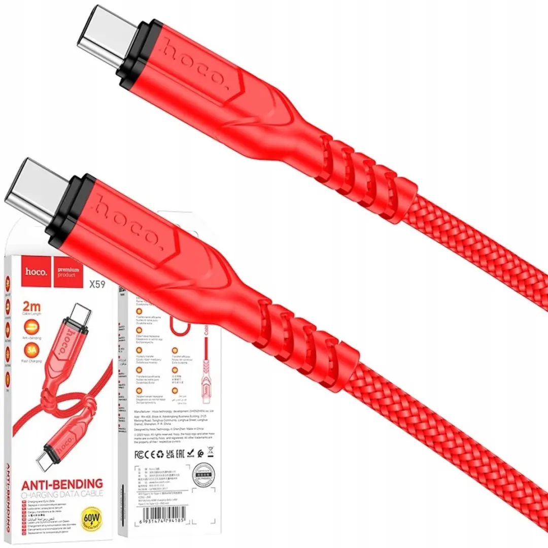 Hoco X59 Victory USB-C naar USB-C Kabel 60W PD 2m
