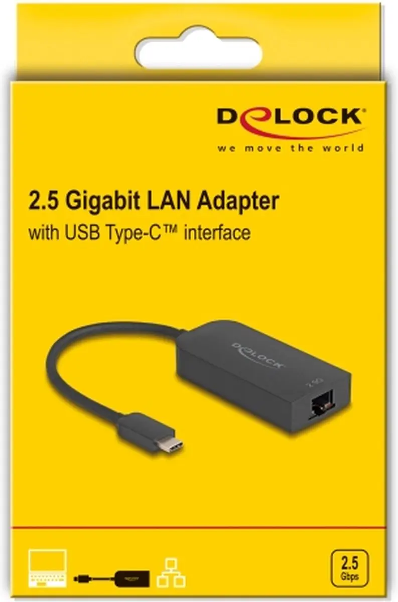 Delock USB Type-A naar 2.5G LAN Adapter - Zwart