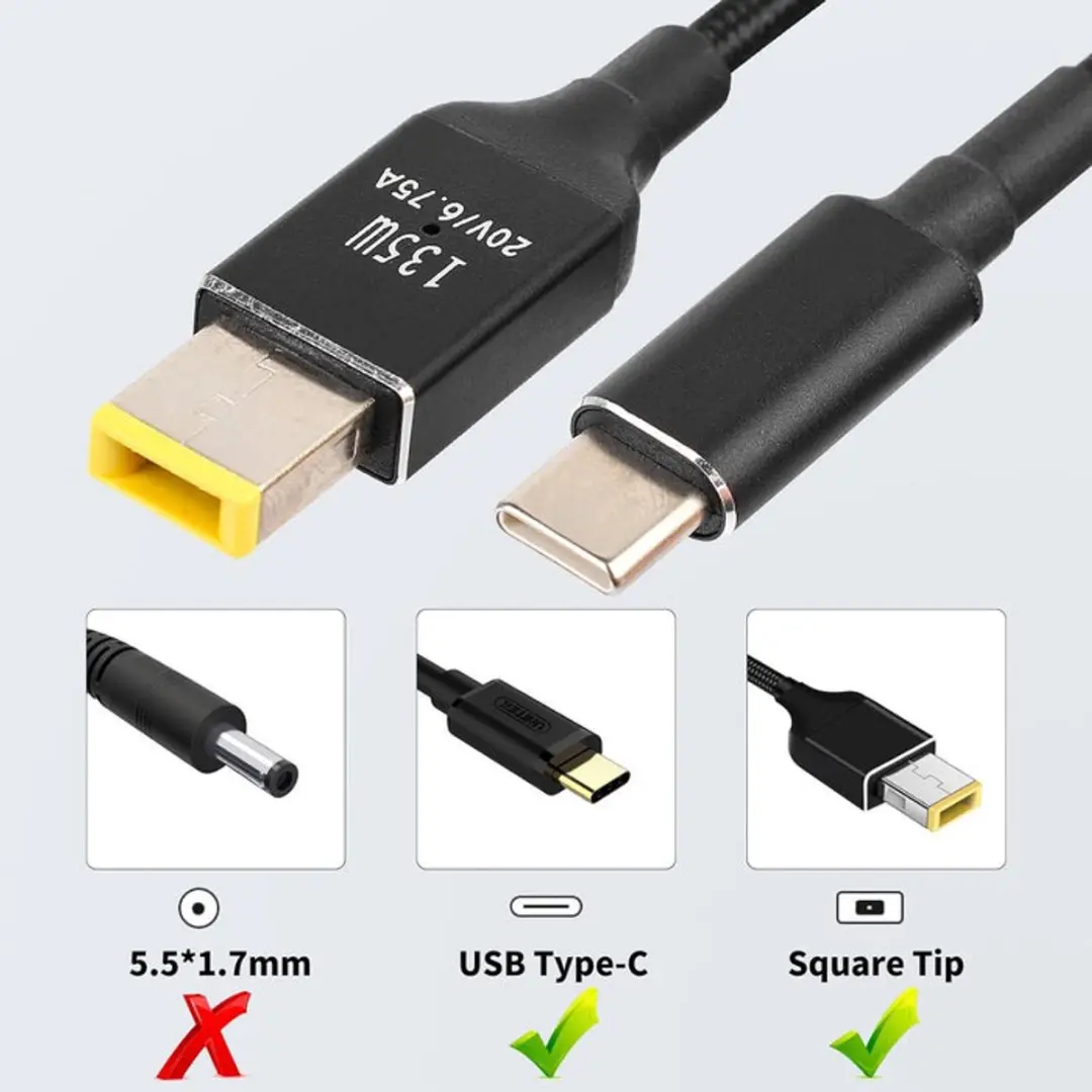 NÖRDIC USBC-LEN135 USB-C Kabel 135W - 2m - Zwart - afbeelding 6 van 6