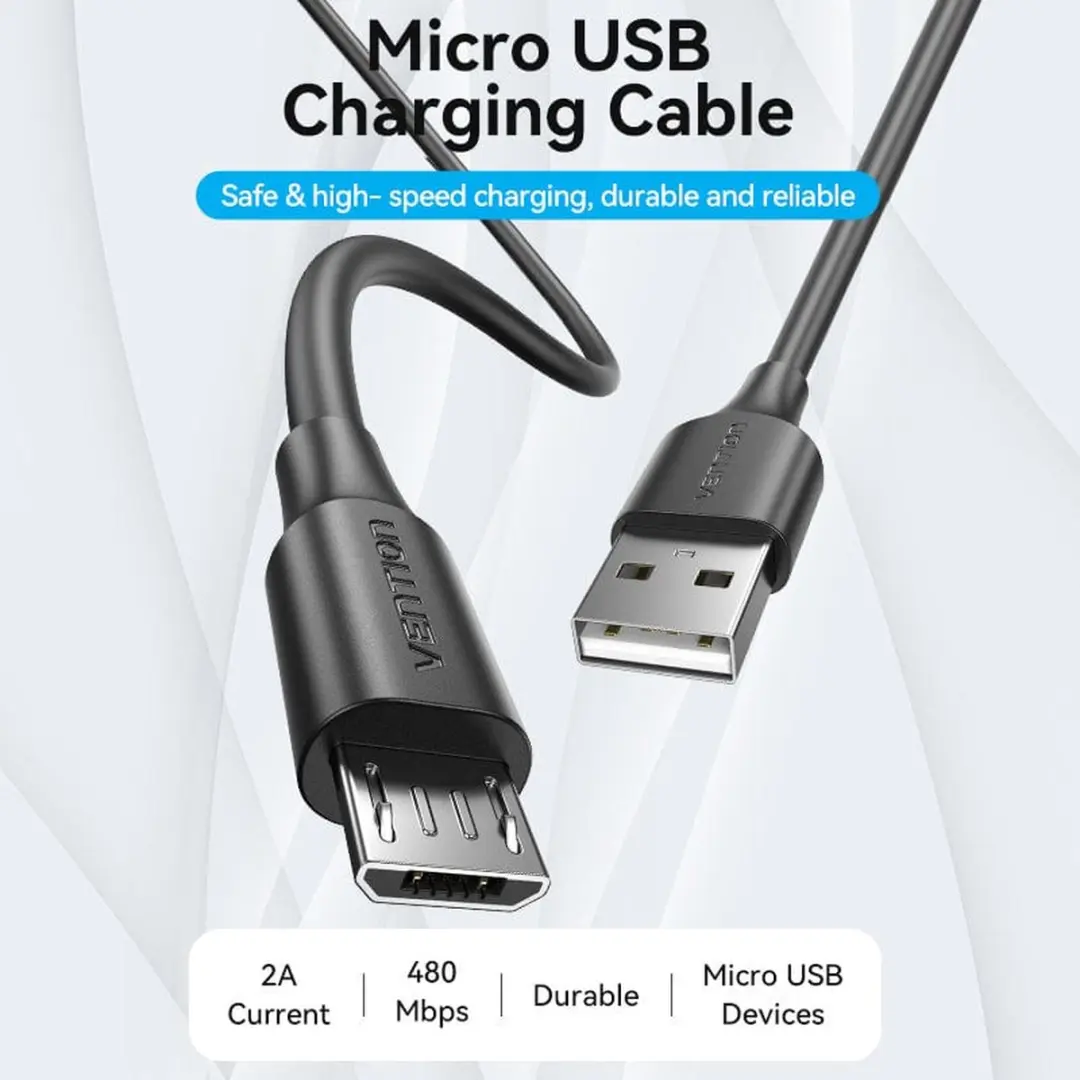 Vention CTIBF USB-kabel USB 2.0 A naar Micro-B 1m - Zwart