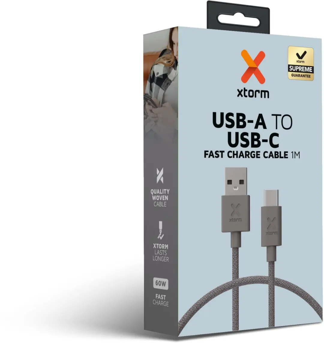 Xtorm Go2 USB-A naar USB-C Kabel 1m - Grijs