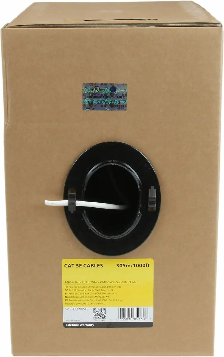 Startech Cat 5e CMR Ethernetkabel Wit - 304,8m Massief