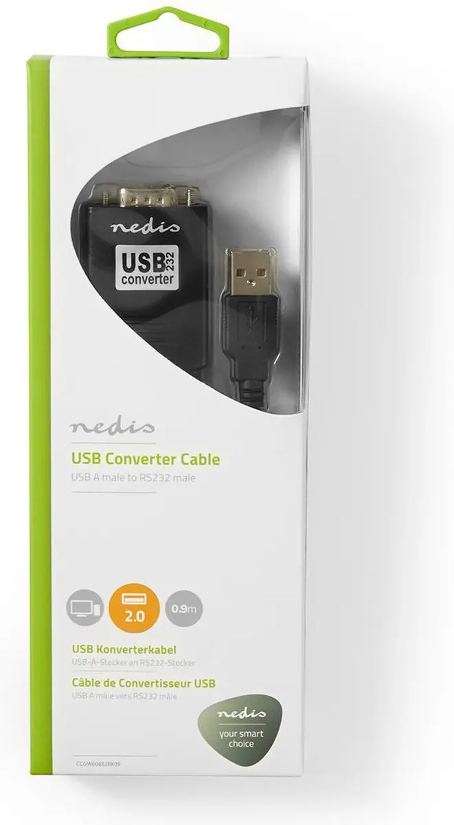 Nedis RS232-Converter CCGW60852BK09 - USB naar RS232 - 0,90 m - Zwart