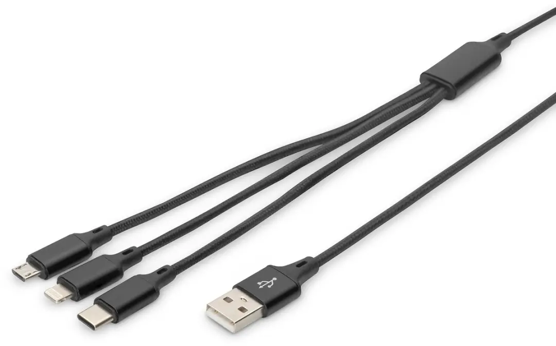 Digitus USB 2.0 Kabel 3-in-1 USB-C/Lightning/Micro-USB 1m