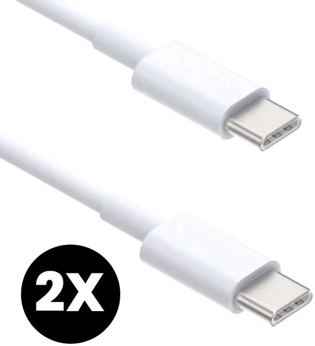 Hoco X93-1M60 USB-C Opladerkabel 60W - 2 Stuks - Wit