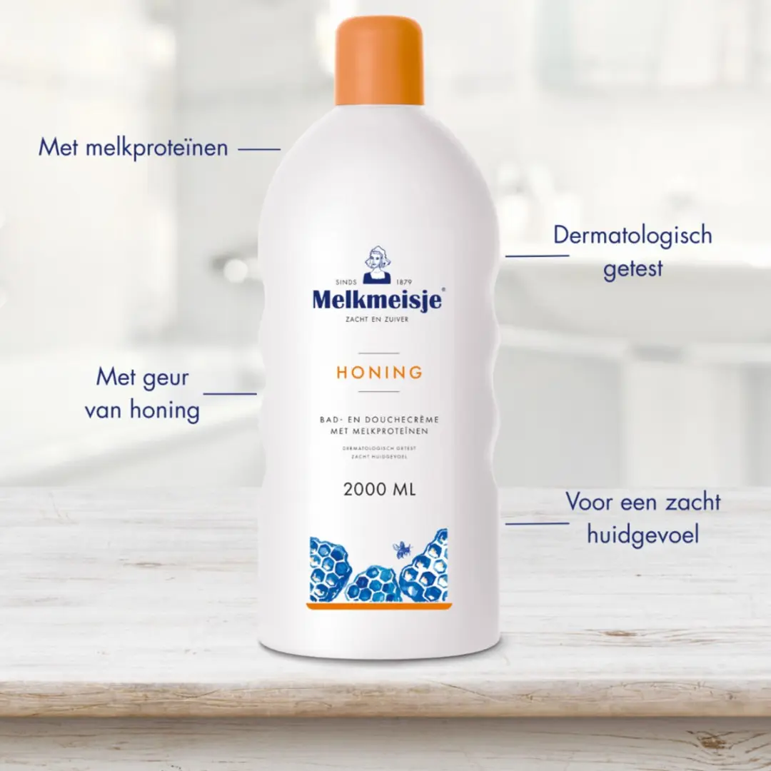 Melkmeisje Bad en Douche Crème Honing 2000ml - 24 Stuks