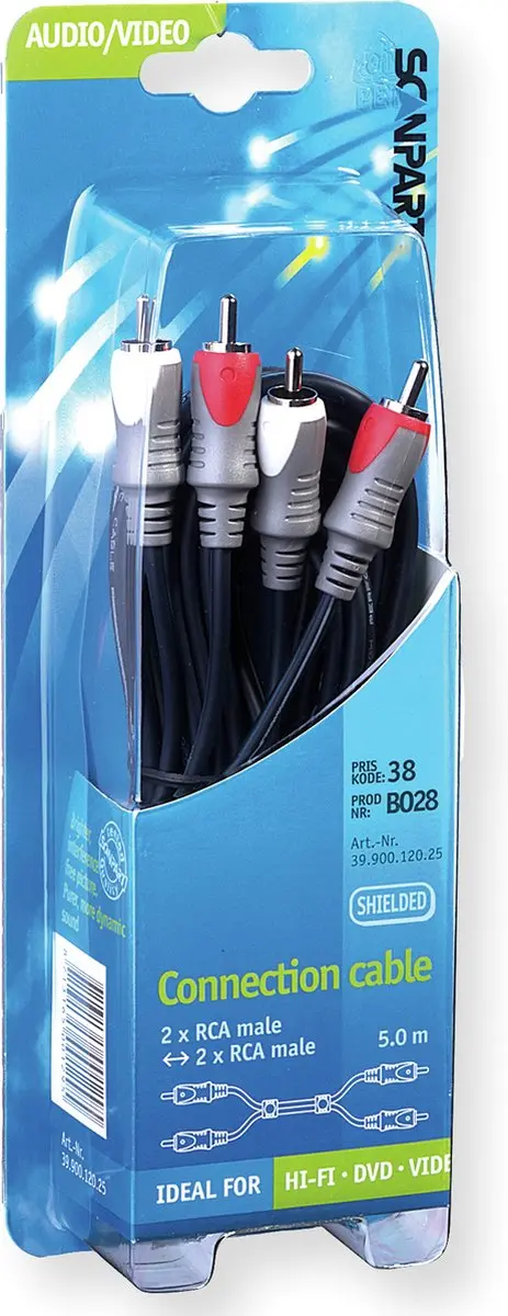 Scanpart Aansluitkabel 2xTulp (M)-(M) 5m