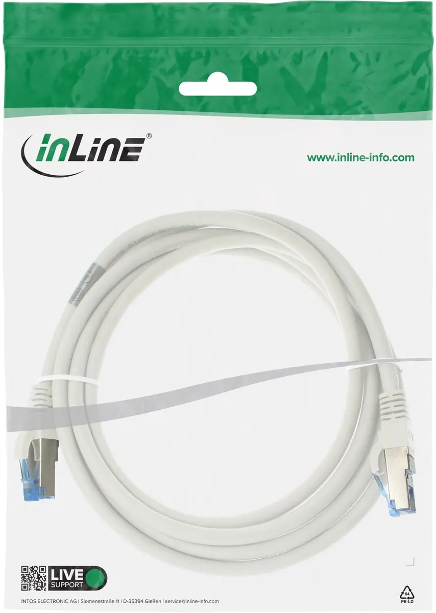 InLine 4043718189885 Netwerkkabel Cat6a S/FTP 1,5m - Wit