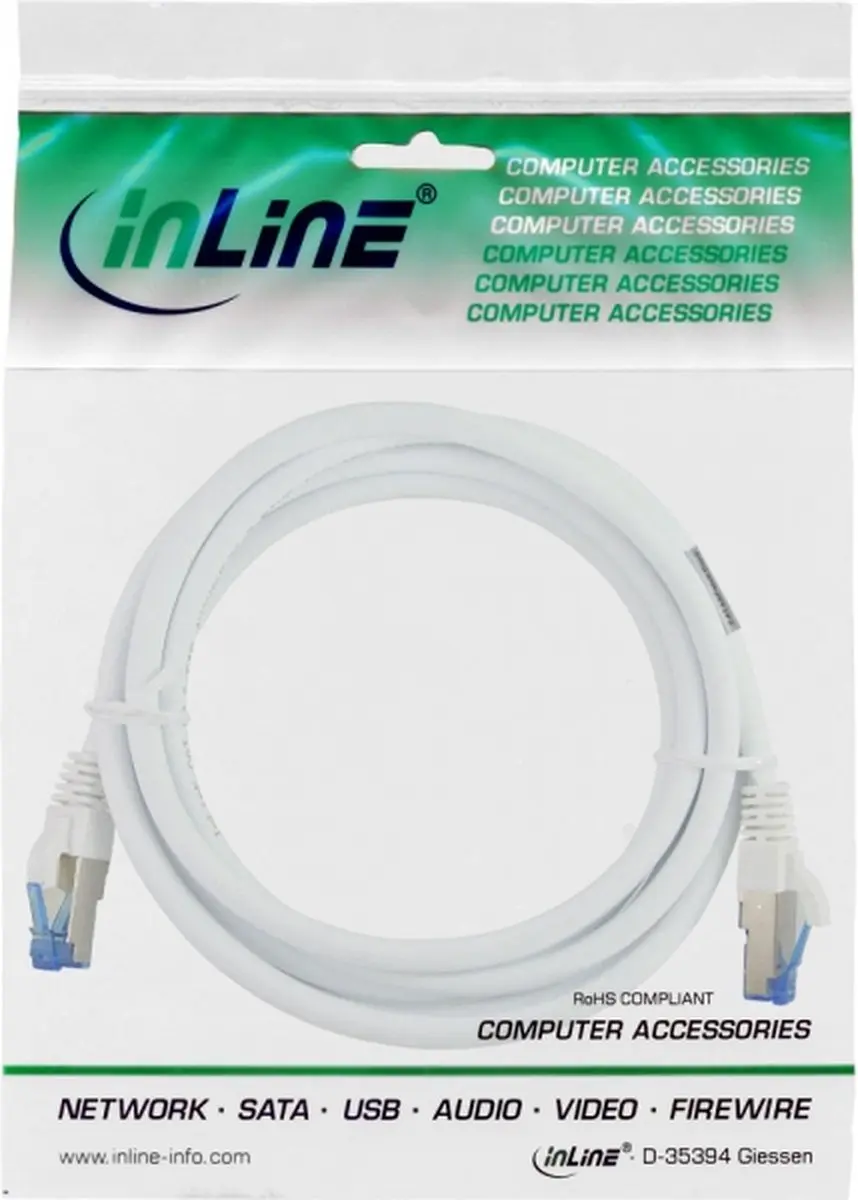 InLine 4043718189885 Netwerkkabel Cat6a S/FTP 1,5m - Wit