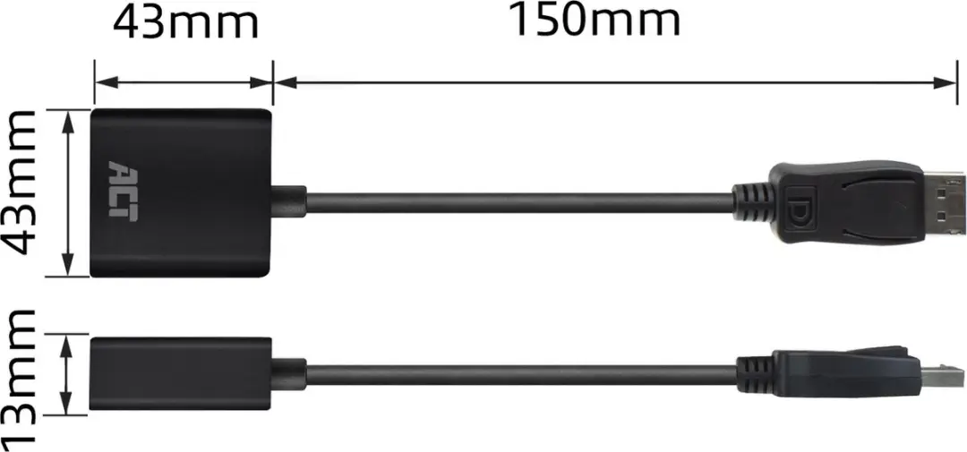 ACT AC7510 DisplayPort naar DVI-D Dual Link Adapter - 15cm - Zwart