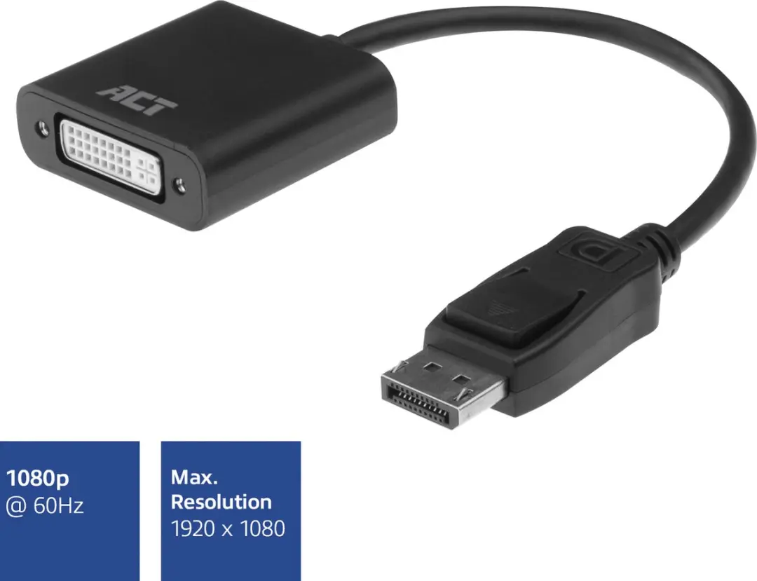 ACT AC7510 DisplayPort naar DVI-D Dual Link Adapter - 15cm - Zwart