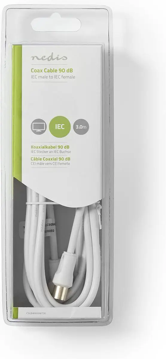 Nedis Coaxkabel CSGB40000WT30 - 3m - 75 Ohm - Wit