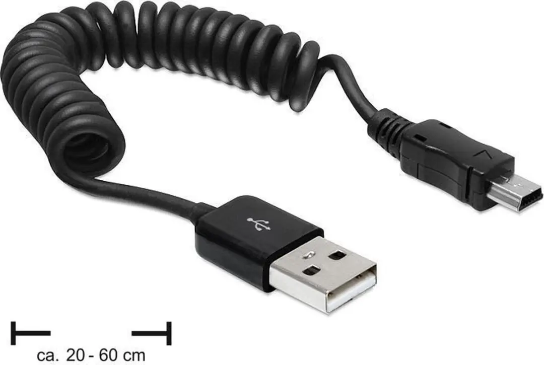 Delock USB 2.0 A Male naar Mini Male Kabel - 0,6 m - Zwart