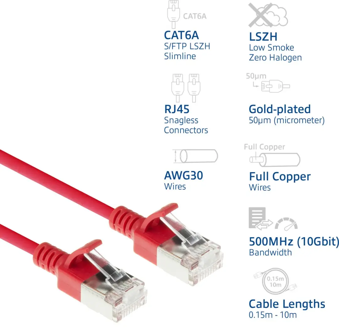 ACT DB7503 CAT6A Patchkabel 3m - Rood