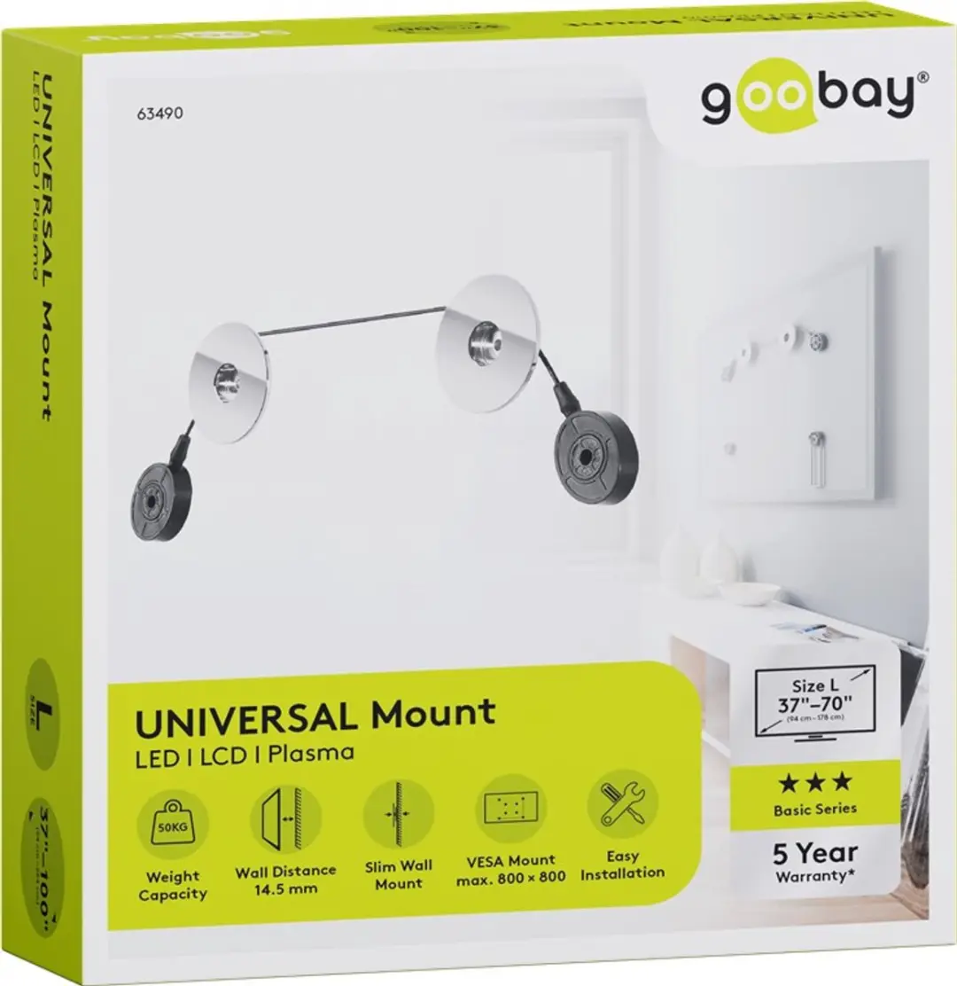 Goobay EasyMount Universele TV Muurbeugel 37-70" - Zwart