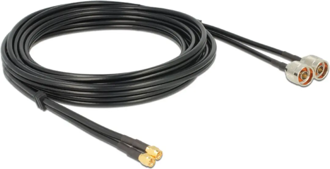 Delock SMA Twin Kabel RG58 50 Ohm - 5m - Zwart
