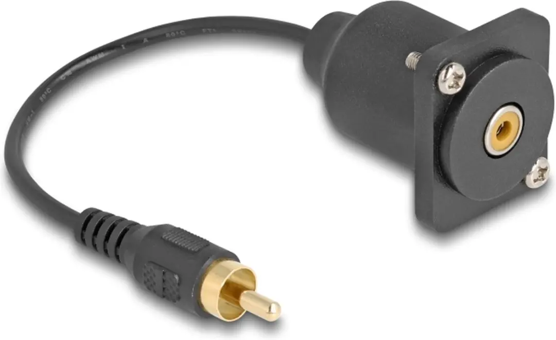 Delock D-Type RCA Kabel Mannelijk-Vrouwelijk 20cm - Zwart