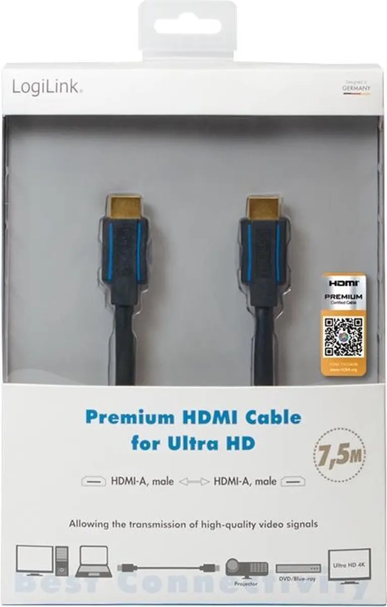 Logilink CHB007 HDMI Kabel 7.5m - Zwart - afbeelding 6 van 6