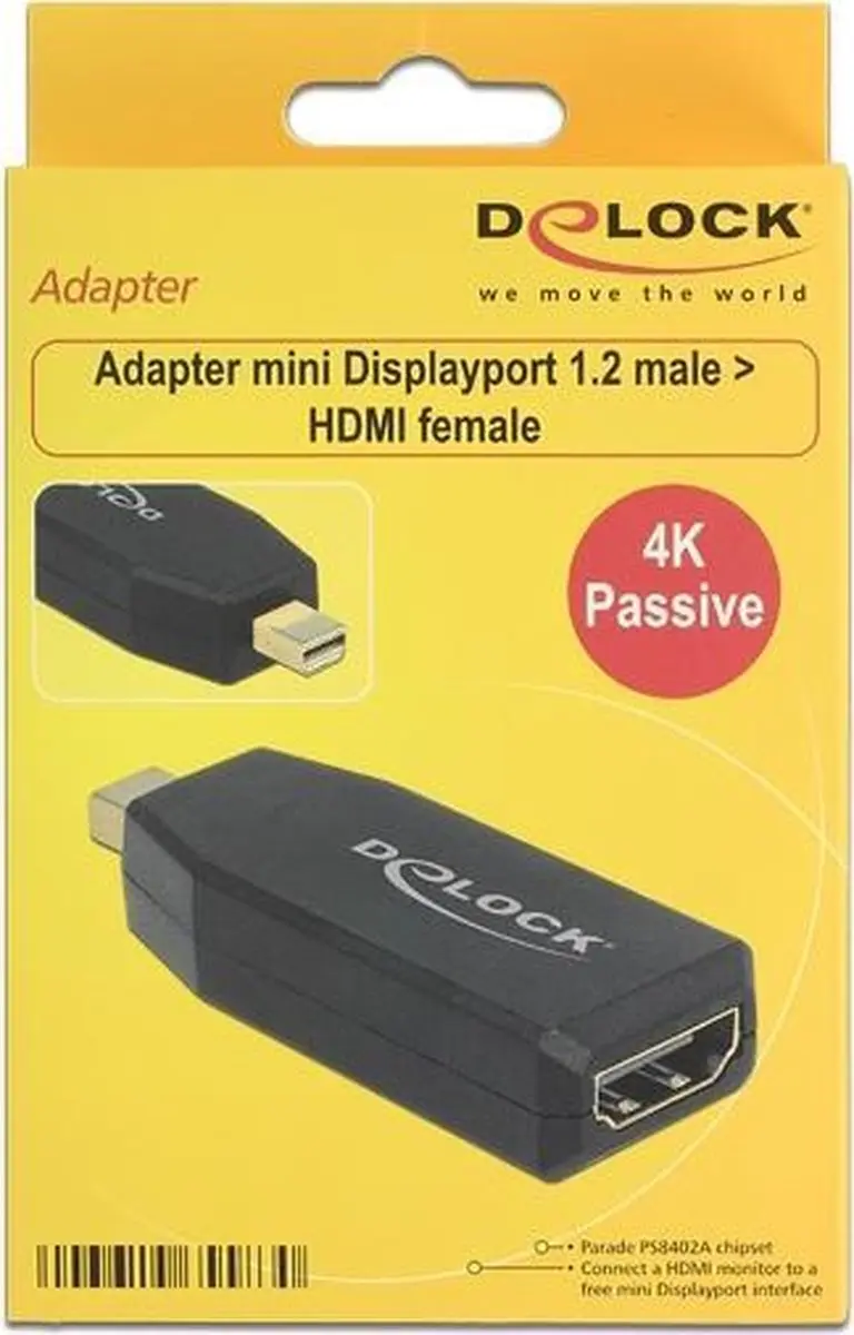Delock Mini DisplayPort naar HDMI Adapter 65583 - 4K 30Hz - Zwart
