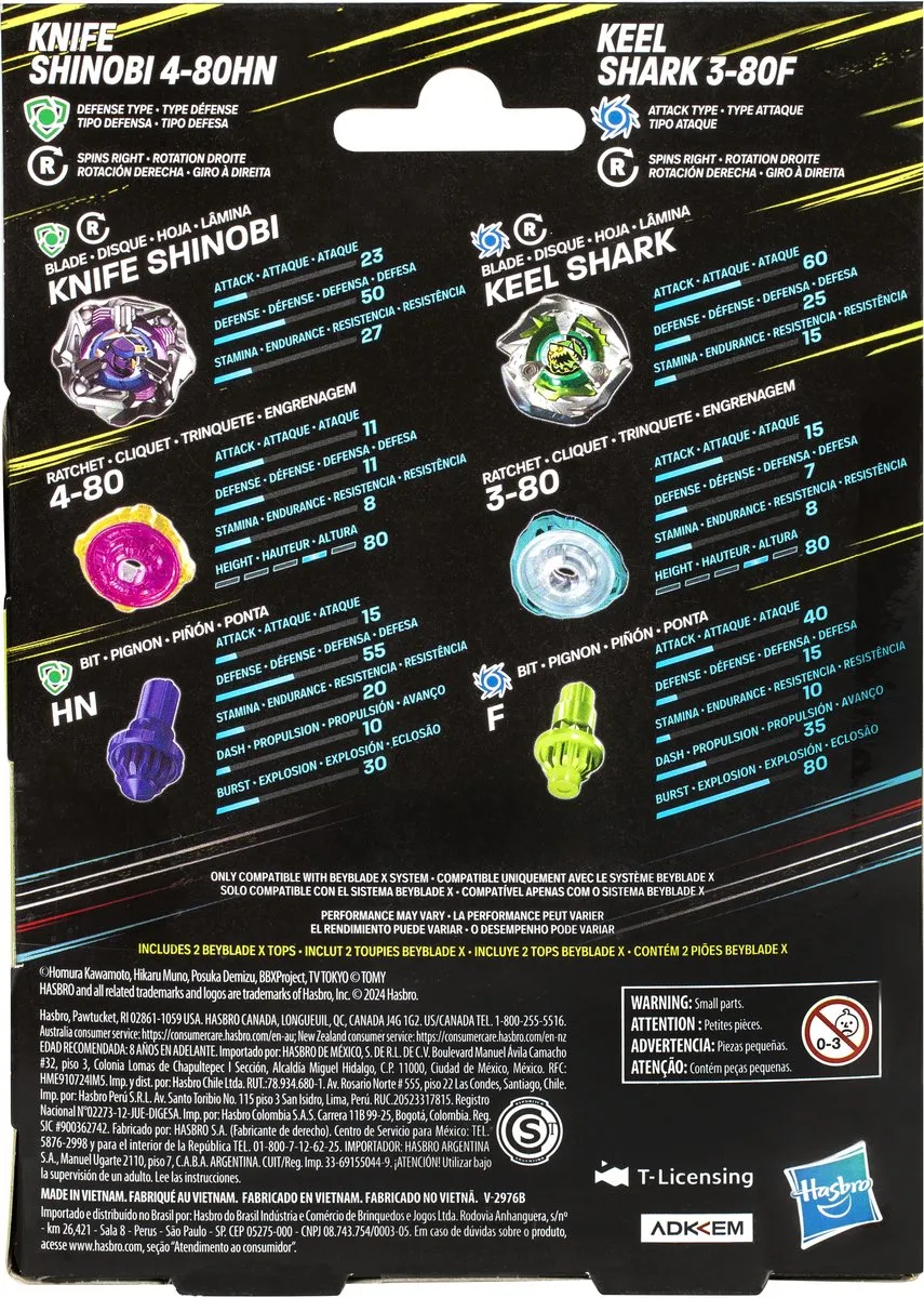 Hasbro Beyblade X Knife Shinobi Keel Shark Set - Multicolor