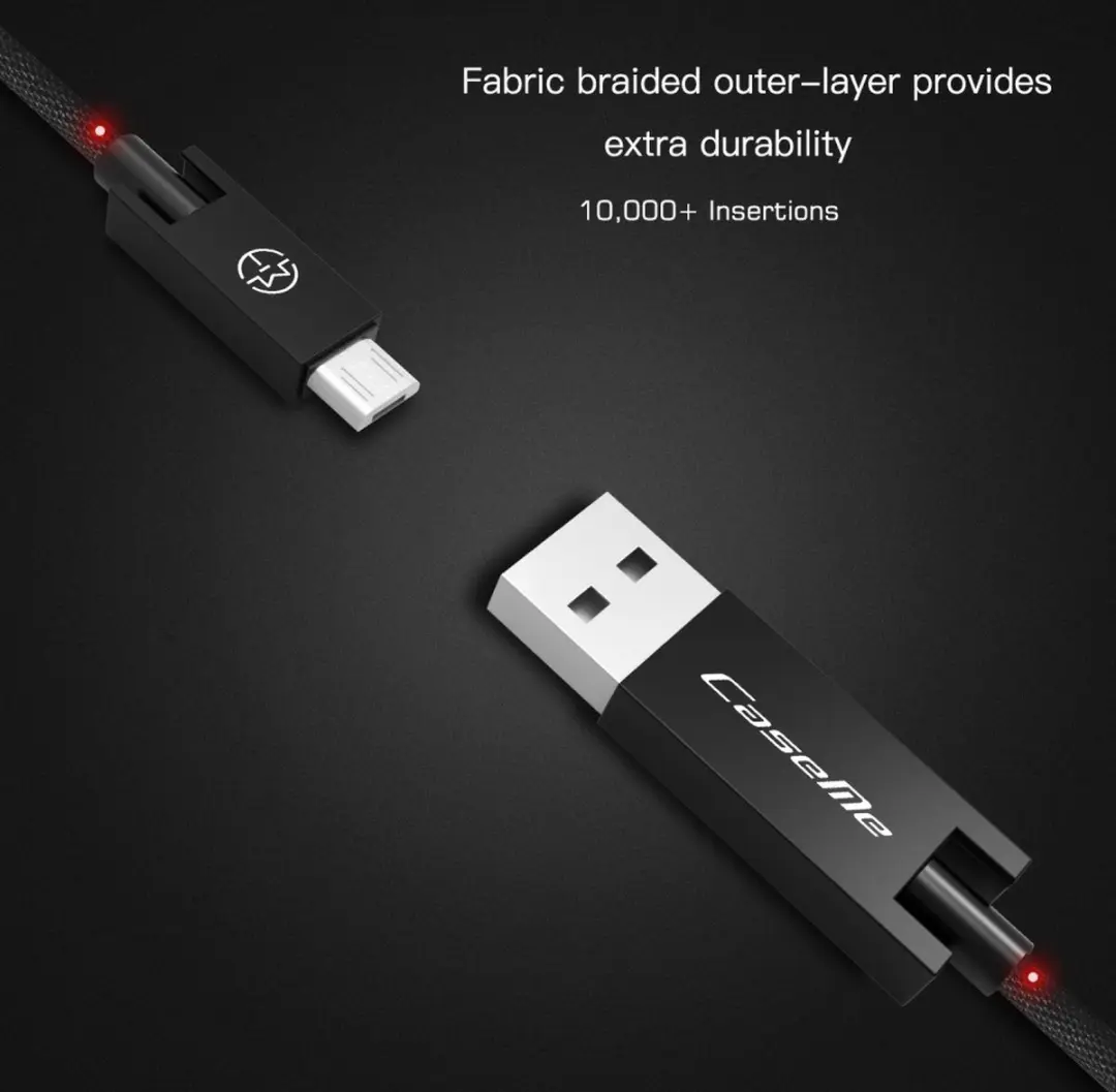 Caseme USB naar Micro USB Kabel 1,2m - Zwart